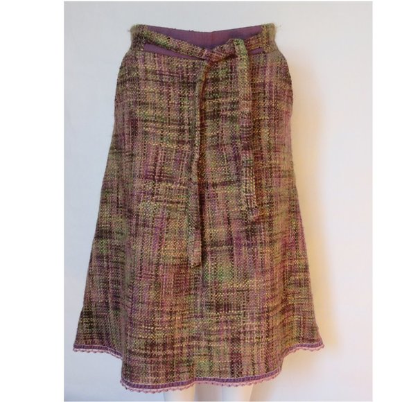 Allan Waller Casual  Wool  Midi Purple Tweed Skirt - Picture 1 of 3